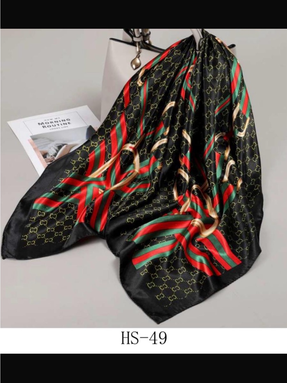 Luxury Patterned Satin Scarf - Picture 13 of 16